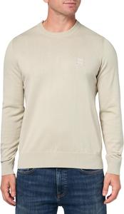 BOSS Мужской свитер из хлопковой смеси с квадратным логотипом, Dessert Beige