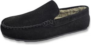 Мужские венецианские тапочки Clarks с пушистым мехом, черный/бежевый