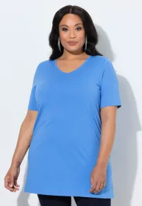 Базовая футболка с коротким рукавом и v-образным вырезом Ulla Popken, Steel Blue