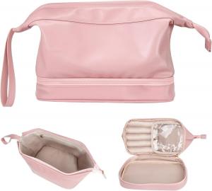 КОЖАНАЯ ДОРОЖНАЯ КОСМЕТИЧКА БОЛЬШАЯ ПУДРОВО-РОЗОВАЯ Inna marka