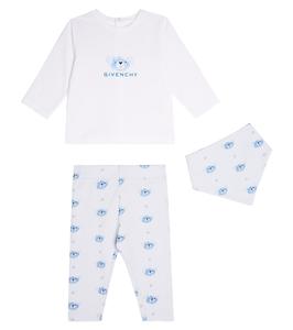 Комплект из детской футболки, леггинсов и нагрудника Givenchy Kids, Pale Blue