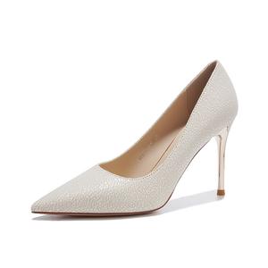 QITUMAUL Стройные каблуки на высоком каблуке 9,5 см женские экрю, цвет Ecru[Heel Height 9.5cm]