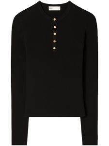 Tory Burch джемпер в мелкую резинку, черный
