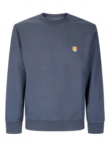 Хлопковый свитшот с мотивом головы лисы Maison Kitsuné, синий