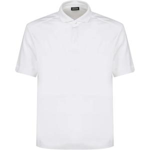 Zzegna Мужские белые рубашки-поло с воротником-стойкой, умеренно прямой крой