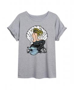 Модная подростковая футболка оверсайз с принтом русалки Hybrid Apparel, grey