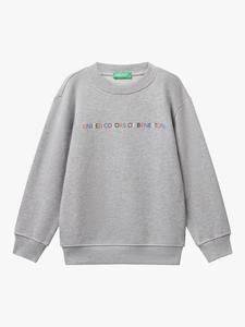 Детский хлопковый свитшот с логотипом Benetton, Grey
