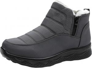 Женские и мужские зимние снежные ботинки Movnebyro с меховой подкладкой, противоскользящие, на короткой шпильке, повседневные, водонепроницаемые, с застежкой-молнией, удобные теплые ботильоны для прогулок на открытом воздухе, универсальные, серый