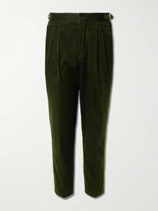 Узкие прямые брюки-смокинг из смеси хлопка и кашемира MR P., зеленый