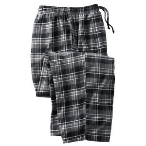 Мужские фланелевые пижамные штаны в клетку размера Kingбольших и высоких размеров KingSize, цвет Black Plaid