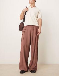 Брюки свободного кроя ASOS DESIGN коричневого цвета