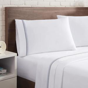 Divine Bedding Комплект постельного белья navy blue вышитый 3 линии роскошный шелковистый гостиничный 100% египетский хлопок 500 TC Navy Blue