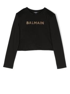 Balmain Kids футболка с логотипом, черный