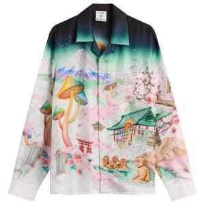 Рубашка с длинными рукавами из шелкового твила с кубинским воротником Casablanca, Multi