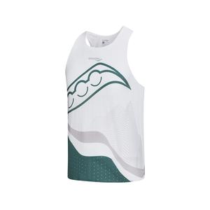 Saucony Мужские майки-топы цвета хаки, белые, зеленые, с круглым вырезом, средней высоты