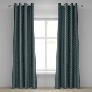 Штора на люверсах ABAKUHAUS синяя, с изображением волн океана и полосок, имитирующих зебру, декоративная, двухпанельная, 280 см x 245 см, цвет: миндально-зеленый, сланцево-синий Abakuhaus