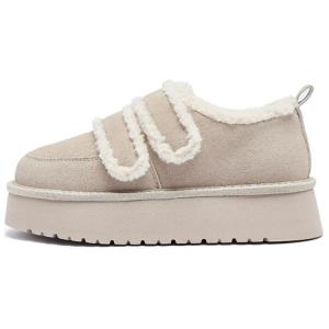 Женские зимние ботинки AGSDON замшевые короткие на липучках, бежевый