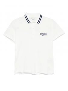 Рубашка поло с вышитым логотипом Fendi Kids, белый