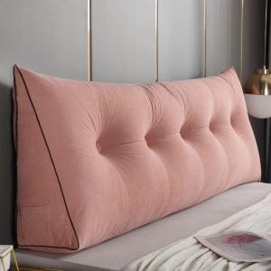 Треугольная спинка изголовья, подушка для поясничной поддержки, подушка для поддержки спины, клиновидная подушка для позиционирования, съемная шерстяная спинка для дивана-кровати в общежитии (Цвет: розовый, Размер: 80 см/31,5 дюйма) COZMAX, Pink