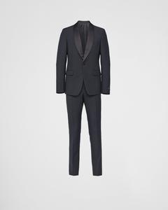 Однобортный смокинг из шерсти и мохера Prada, черный