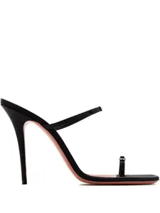 Атласные сандалии с кристаллами-пряжками Amina Muaddi, черный