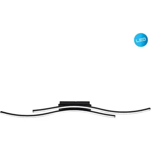 LED-потолочный светильник näve Onda LED-модуль 1 шт. Теплый белый свет, потолочный светильник, настенный светильник теплый белый, Д: 96 см, 24 Вт, черный матовый, IP20 Näve, Schwarz-matt