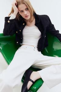 Рубашка в рубчик с кружевом H&M, бежевый