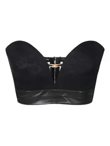 Бюстье-топ из кружев с цветочным узором и логотипом-украшением Elisabetta Franchi, черный