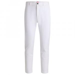 Узкие брюки из эластичного хлопкового габардина HUGO, белый