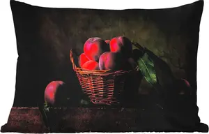 Подушка для улицы - Корзина - Сливовая - Розовая - Деревенская - Фруктовая - Натюрморт - 60 x 40 см - Устойчива к погодным условиям - Подушка для отдыха - Декоративная подушка - Подушка для дома MuchoWow