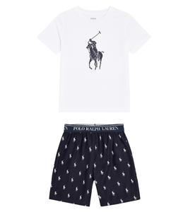 Комплект из футболки и шорт с логотипом Polo Ralph Lauren, синий