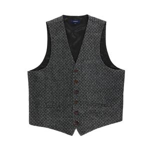 Мужской строгий твидовый жилет Gioberti с узором «елочка» на 6 пуговицах, цвет Gray Weave