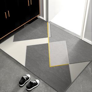 Budis Ковер 120х120 см для прихожей/ванной в китайском стиле, водонепроницаемый, нескользящий, с геометрическим узором