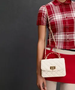 Стеганая сумка Cressida с застежкой-кнопкой и верхней ручкой (черная) Charles & Keith