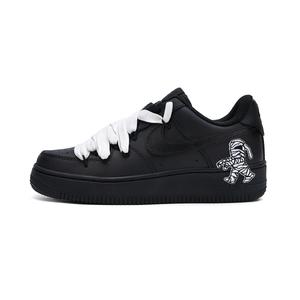 Nike Кроссовки для скейтбординга Air Force 1 с противоскользящим износостойким верхом, унисекс, черно-белые