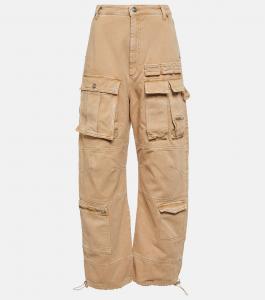 Широкие джинсовые брюки карго с высокой посадкой SPORTMAX, бежевый