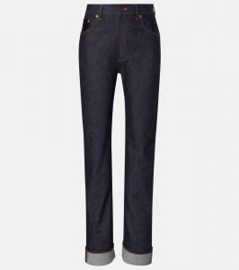 Прямые джинсы средней посадки Bottega Veneta, Indigo