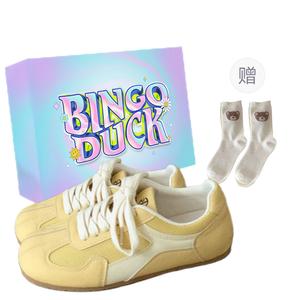 BINGO DUCK Женские кеды низкие повседневные желтые + эксклюзивная коробка для обуви + носки в подарок, цвет Yellow+Exclusive Shoe Box+Gift Socks