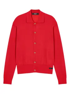 Шелковый кардиган с воротником поло Versace, красный