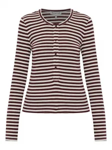 Полосатая футболка с длинными рукавами и застежкой на пуговицы Munthe, черный