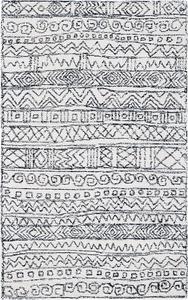 Ковер SAFAVIEH, 77 x 122 см, Micro-Loop Collection, Ivory & Black, ручной работы марокканский бохо стиль, шерсть, идеально для помещений с высокой проходимостью: прихожая, гостиная, спальня (MLP228A)