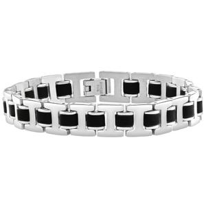 Мужской стальной браслет с матовой черной двухцветной отделкой, 11 мм, гибкий, 8 дюймов Pompeii2, Stainless Steel