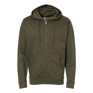 Толстовка среднего веса с капюшоном и молнией во всю длину Independent Trading Co., цвет Army Heather