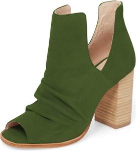 Ботильоны YDN Office с вырезами, высокий массивный каблук, открытый носок, стильные женские слипоны, размеры 4-15 US, Olivedrab