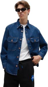 HUGO мужская джимовая рубашка на пуговицах с большим нагрудным карманом, Blue Indigo