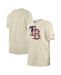 Мужская футболка Tampa Bay Rays Americana Flag Fill кремового цвета New Era