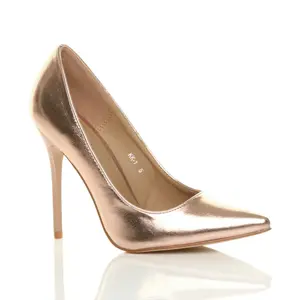 Туфли-лодочки из искусственной кожи на высоком каблуке-шпильке AJVANI, розовое золото