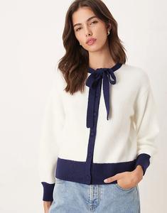 Монокардиган Nobody's Child с завязкой на шее в цвете слоновой кости и черного цвета