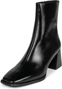 Женские классические ботильоны YDN с средним высоким широким каблуком, квадратным носком и боковой молнией, зимние ботинки, повседневная и вечеринка, размер 4-16 US, Black