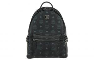 Маленький рюкзак Stark с шипами на боку и задней панелью из визетоса черный MCM